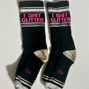Black and Pink Glitter Statement Socks